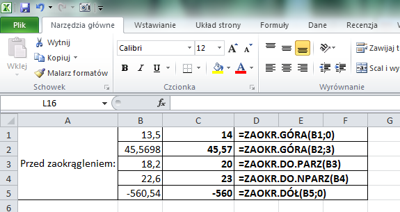 Zaokrąglanie wartości w Excelu - Porady Komputerowe Podane Liczby Zaokrąglij A Do Jedności B Do Części Dziesiątych