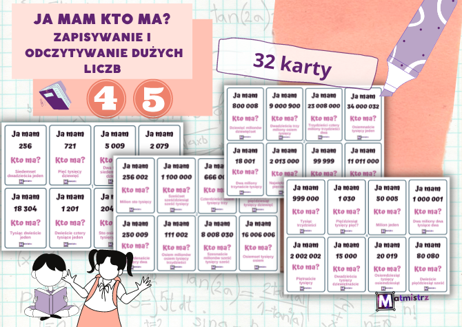 ZAPISYWANIE I ODCZYTYWANIE DUŻYCH LICZB Ja mam, kto ma? • Złoty nauczyciel Zapisywanie I Odczytywanie Liczb Kartkwka