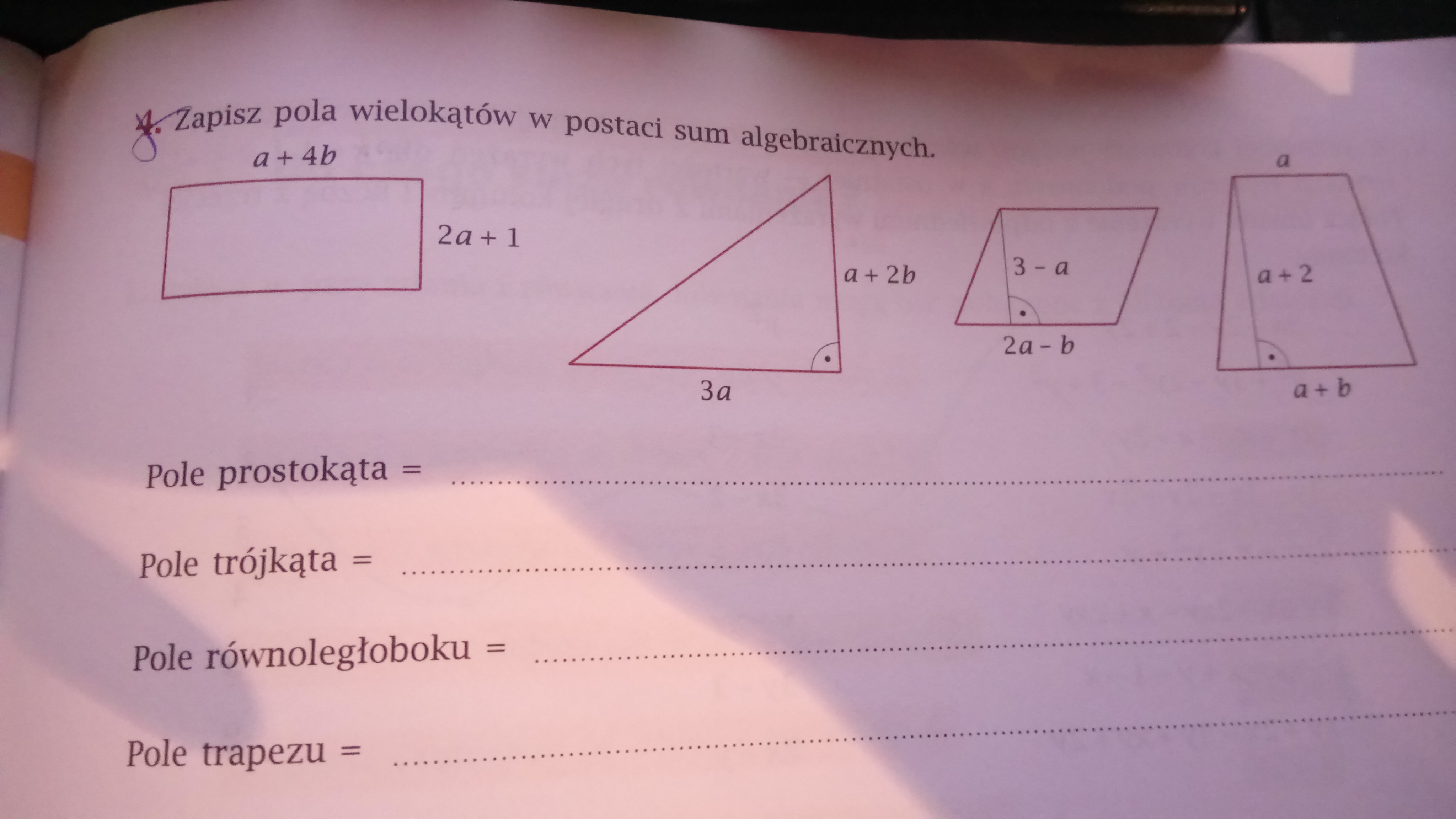 Zapisz Pola Wielokątów W Postaci Sum Algebraicznych