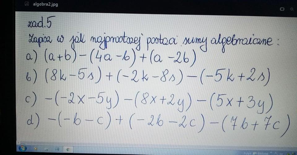 Zapisz W Postaci Jak Najprostszej Sumy Algebraicznej 3a 2b 4