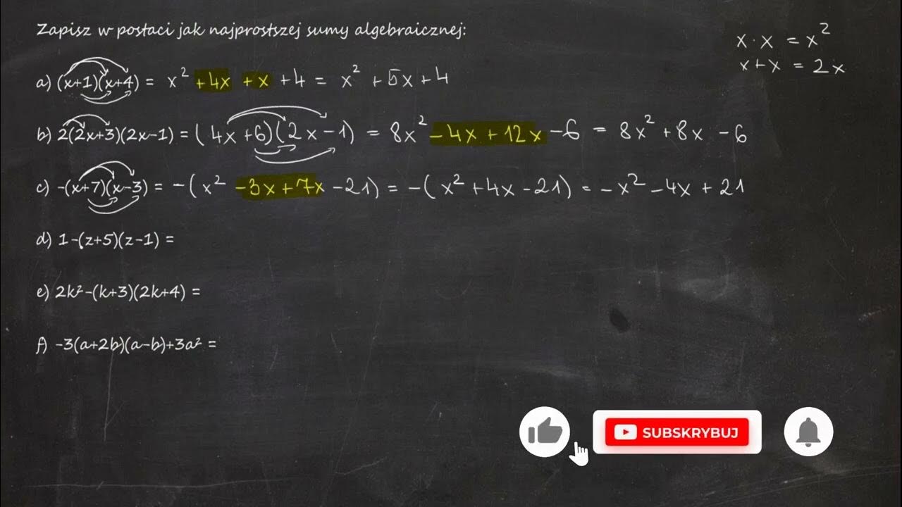Zapisz w postaci jak najprostszej sumy algebraicznej: a) (x+1)(x+4) b Zapisz W Postaci Sumy Algebraicznej 3x X 7