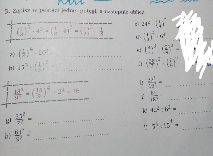 Zapisz W Postaci Jednej Potęgi A Następnie Oblicz Zapisz W Postaci Jednej Potegi I Oblicz