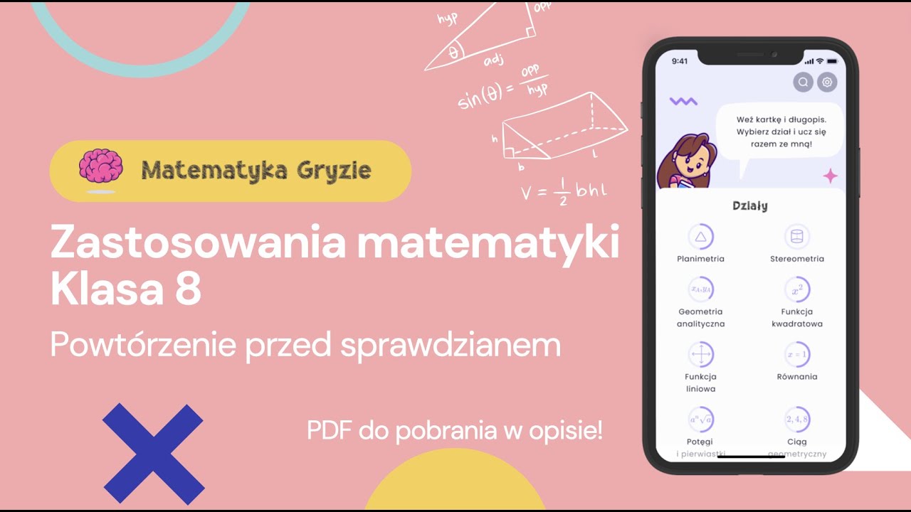 Zastosowania matematyki kl.8 - Sprawdzian powtórzenie - pdf w opisie Zastosowania Matematyki Sprawdzian Klasa 8