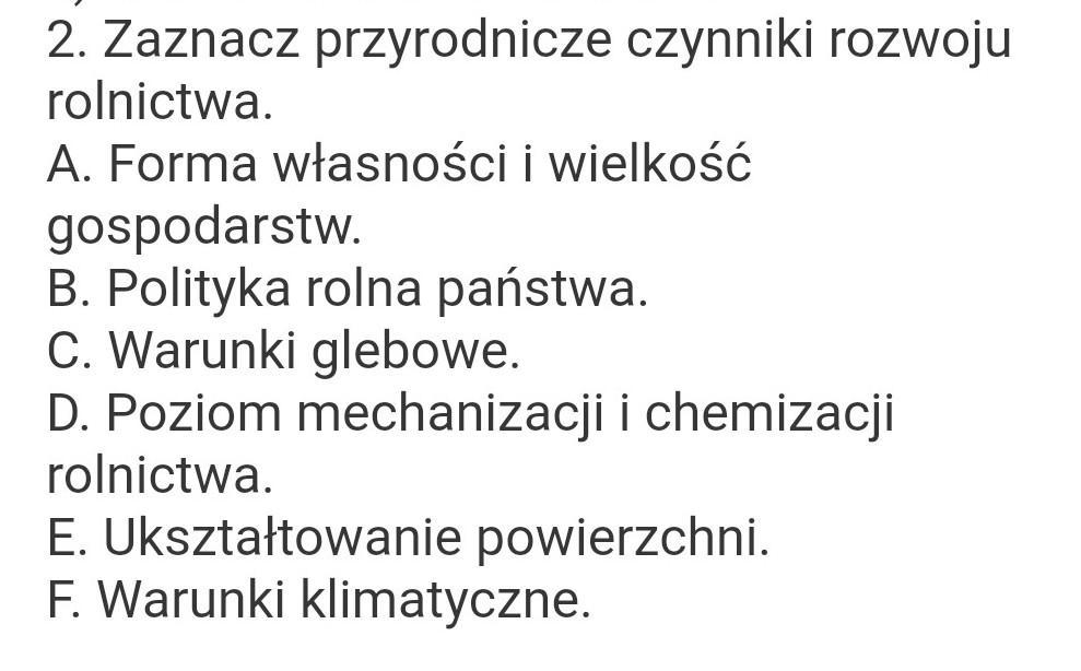 Zaznacz Przyrodnicze Czynniki Rozwoju Rolnictwa
