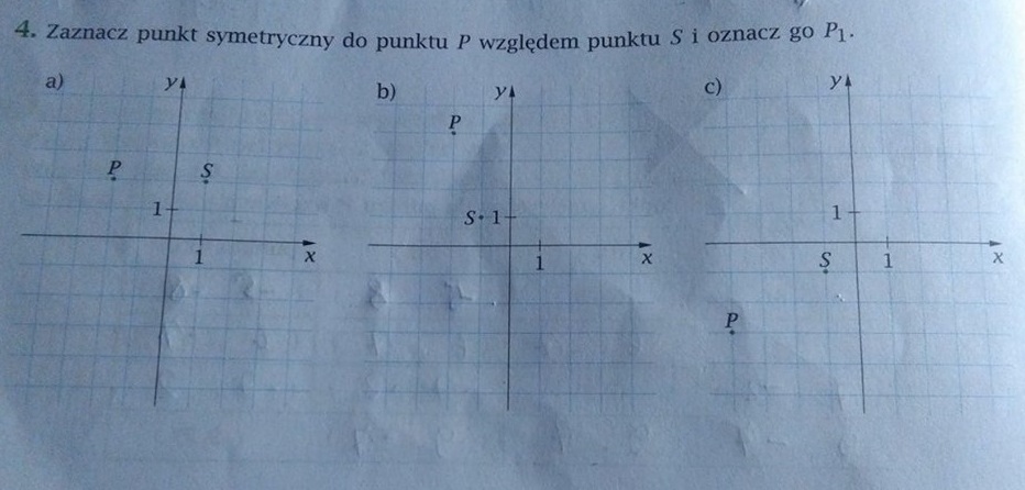 Zaznacz punkt symetryczny do punktu P względem punktu S i oznacz go P1 Zaznacz Punkty Symetryczne Do Podanych Wzgledem Punktu S