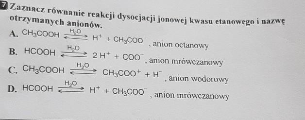zaznacz równanie reakcji dysocjacji jonowej kwasu etanowego i Zaznacz Poprawnie Zapisane Rownanie Reakcji Dysocjacji Kwasu Azotowego 5