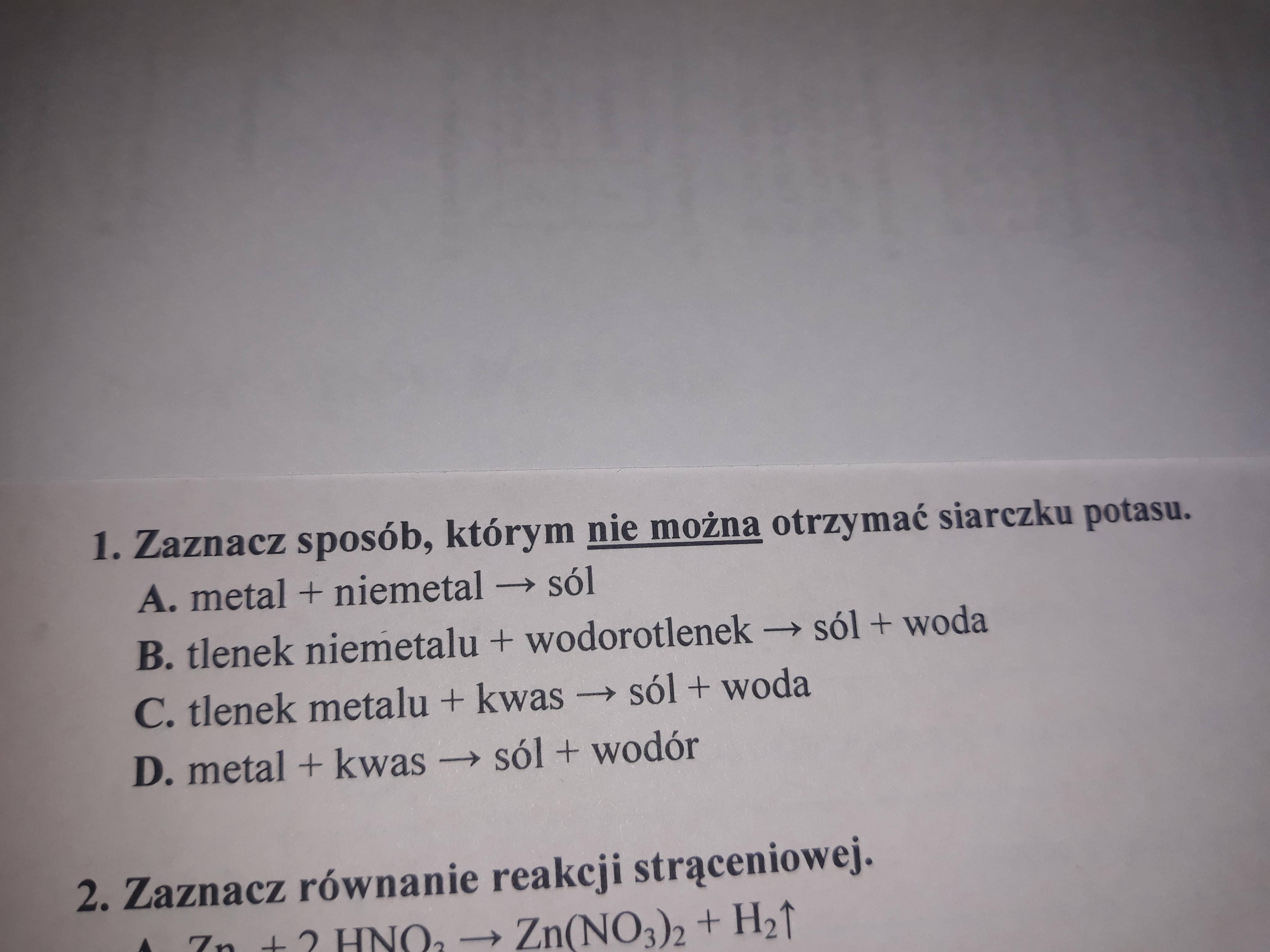 Zaznacz sposób, którym nie można otrzymać siarczku potasu. - Brainly.pl Zaznacz Sposob Ktorym Nie Mozna Otrzymac Siarczku Sodu