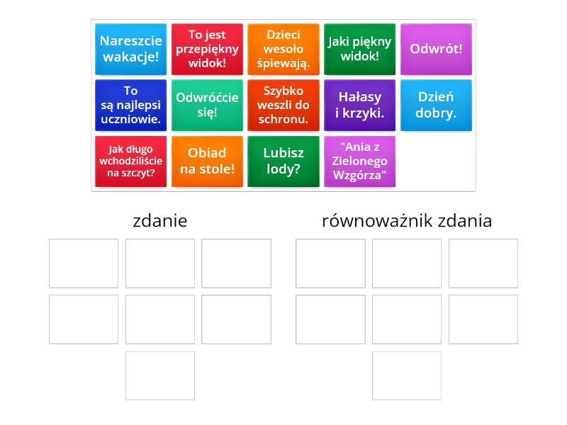 zdanie a równoważnik zdania - Posortuj Zamiana Zdan Na Rwnowazniki Zdan