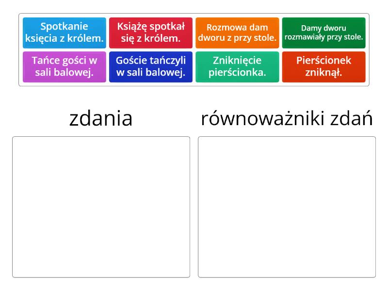 zdanie i równoważnik zdania - Podziel na kategorie Przekształć Zdania Twierdzące Na Pytania