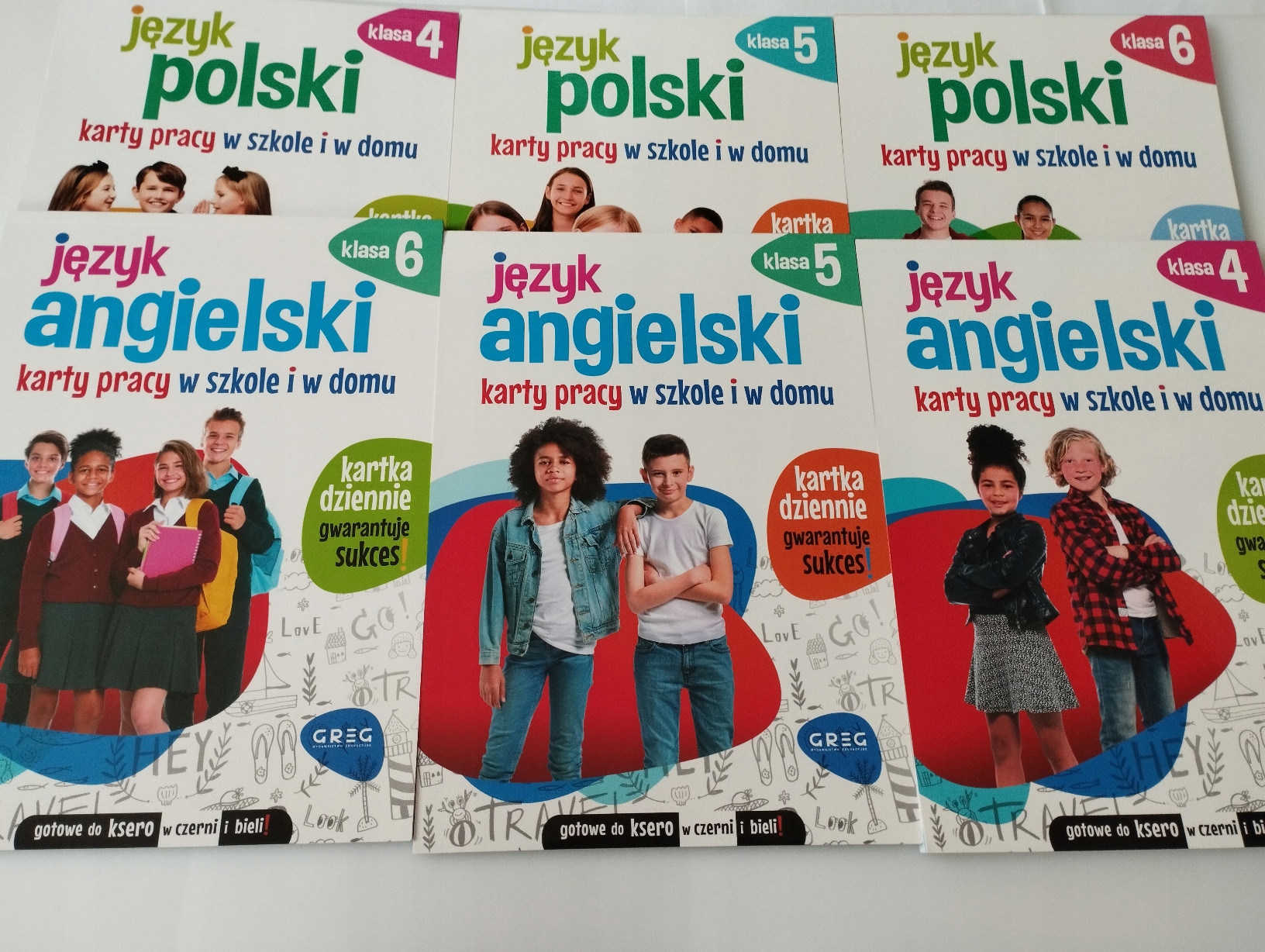 Zestaw JĘZYK ANGIELSKI POLSKI 4-6 Karty Pracy x6 GREG zadania ćwiczenia Jezyk Angielski Klasa 4 Cwiczenia