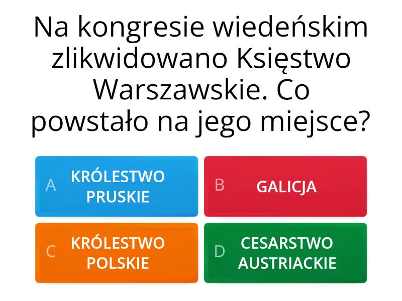 Ziemie Po Kongresie Wiedeńskim Test