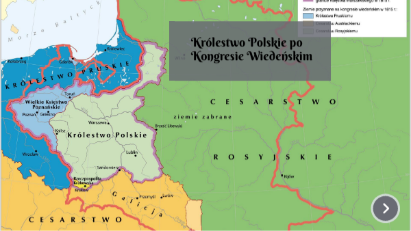 Ziemie polskie po kongresie wiedeńskim - powtórzenie Test Ziemie Polskie Po Kongresie Wiedenskim