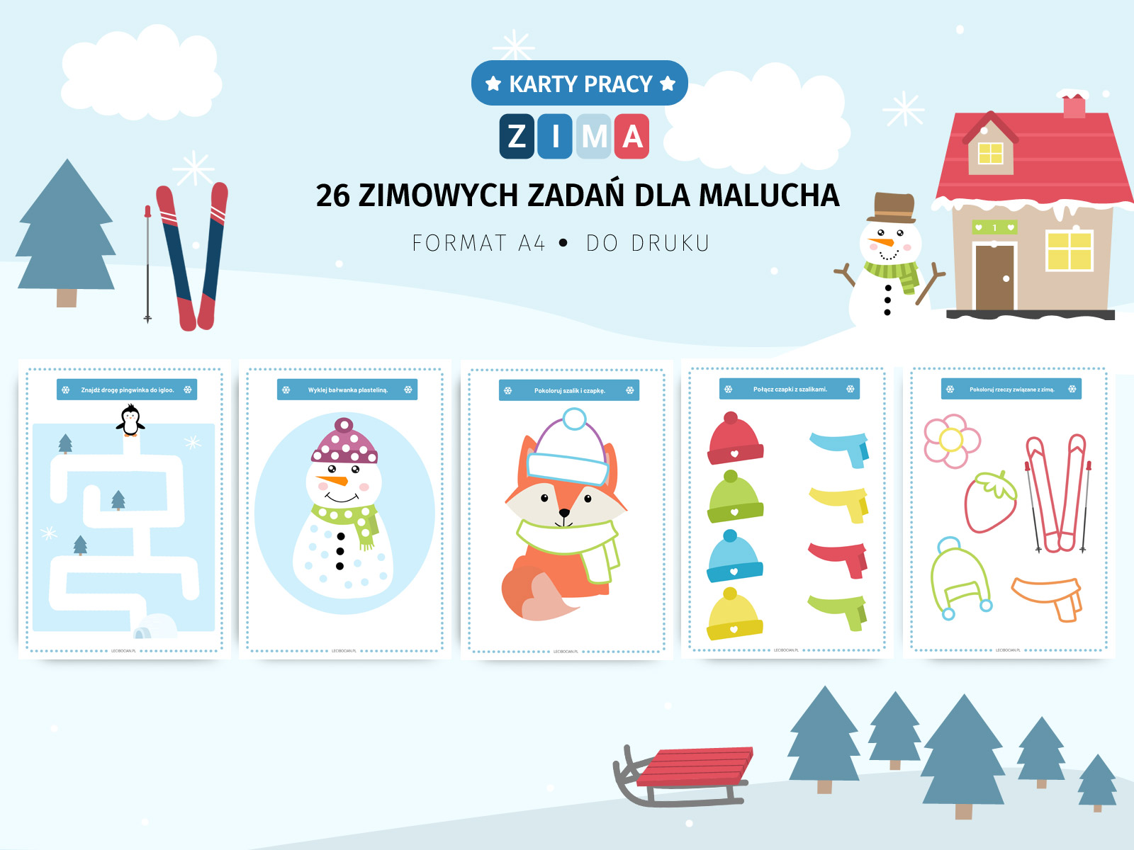 Zima Karty Pracy 100 Stron Do Druku Drukatekpl Pomoce | Images and Karty Pracy Dla 4 Latka Zima