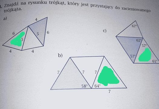 Znajdz Na Rysunku Trojkat Ktory Jest Przystajacy Do Zacieniowanego Trojkata