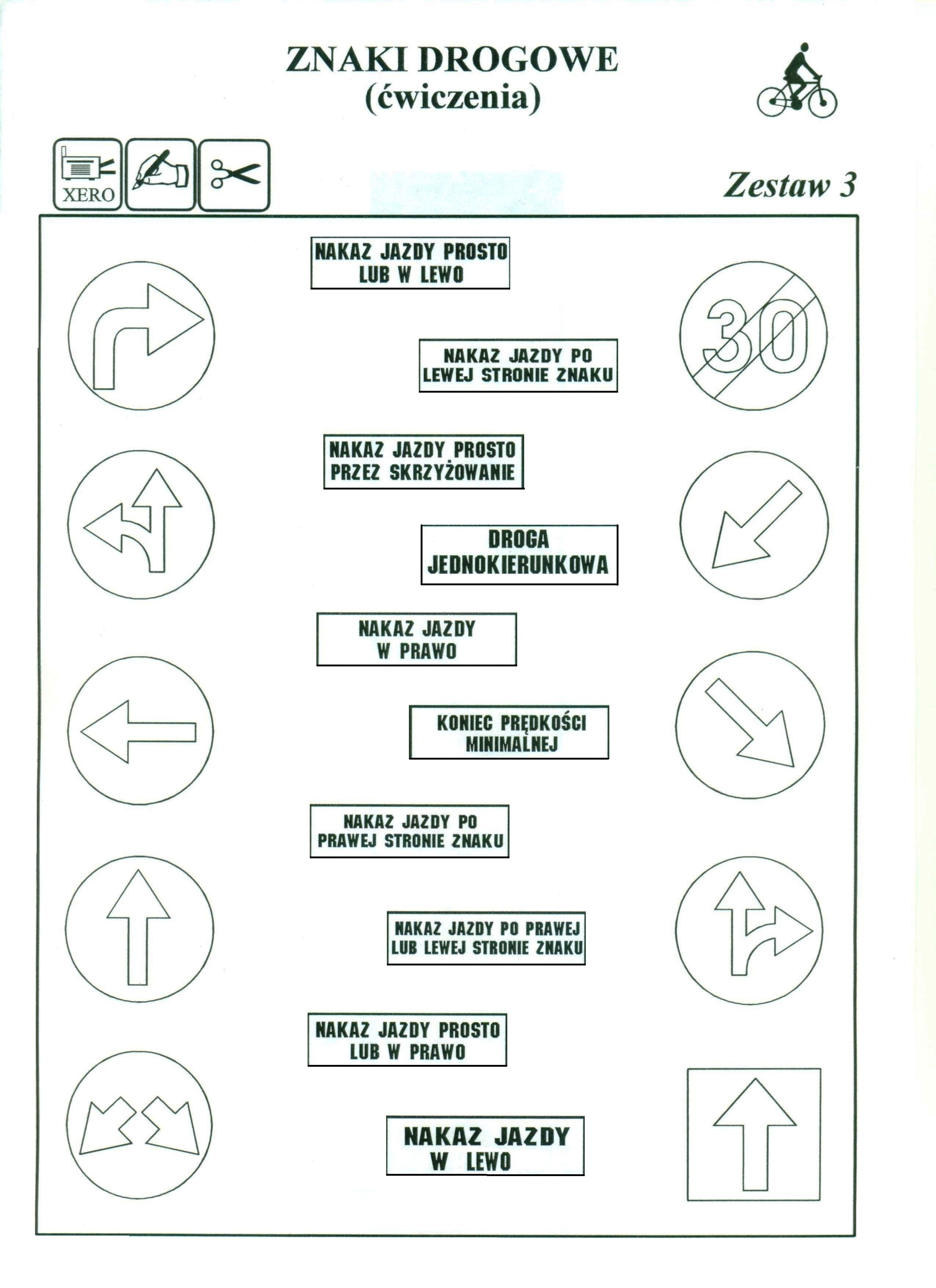 znaki drog 3 001.jpg (2550×3510) | ćwiczenia graficzne, kolorowanki Testy Znaki Drogowe Klasa 5