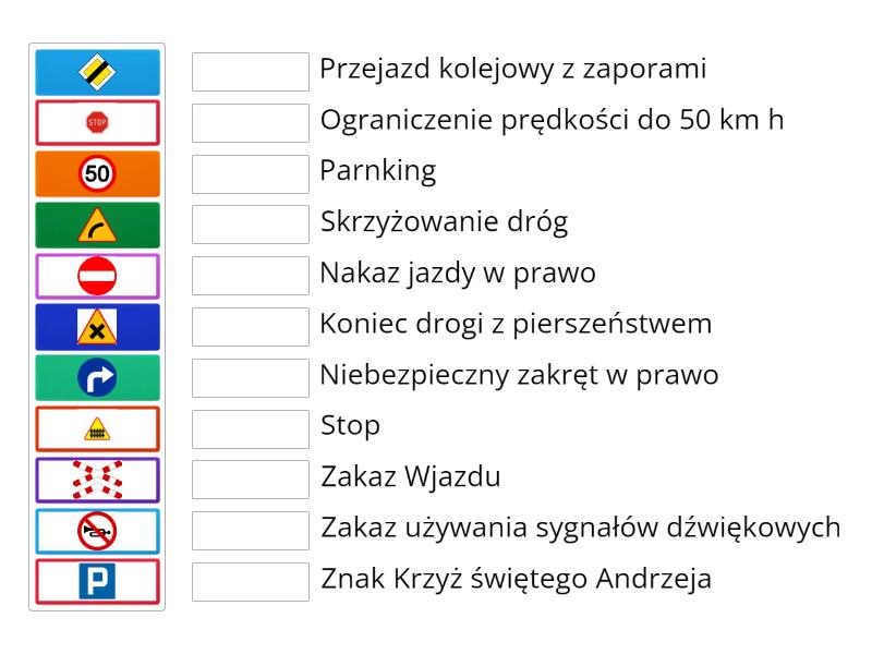 Znaki drogowe Technika klasa 4 - Match up Sprawdzian Znaki Drogowe Klasa 4 Pdf