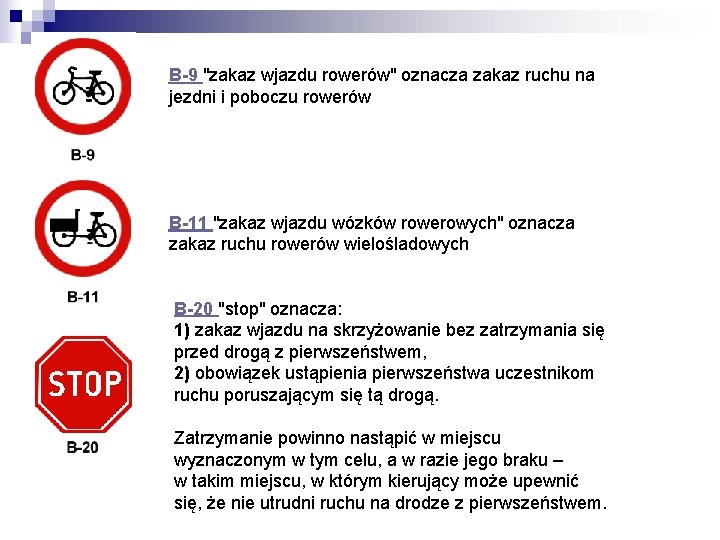 ZNAKI DROGOWE w zakresie karty rowej Znaki ostrzegawcze Znaki Drogowe Na Kartę Rowerową Z Opisem Do Druku