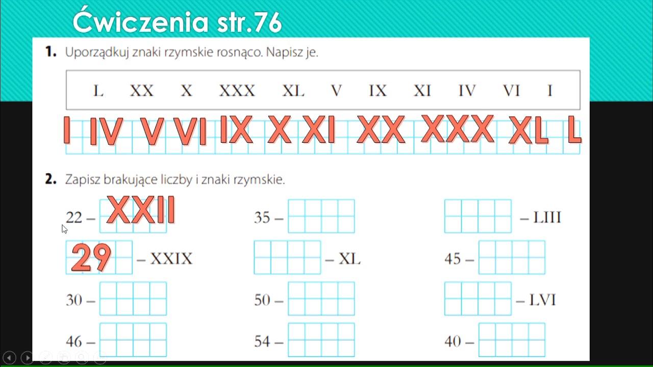 Znaki rzymskie -- ćwiczenia utrwalające klasa III - YouTube Liczby Rzymskie Do 3000 Zadania