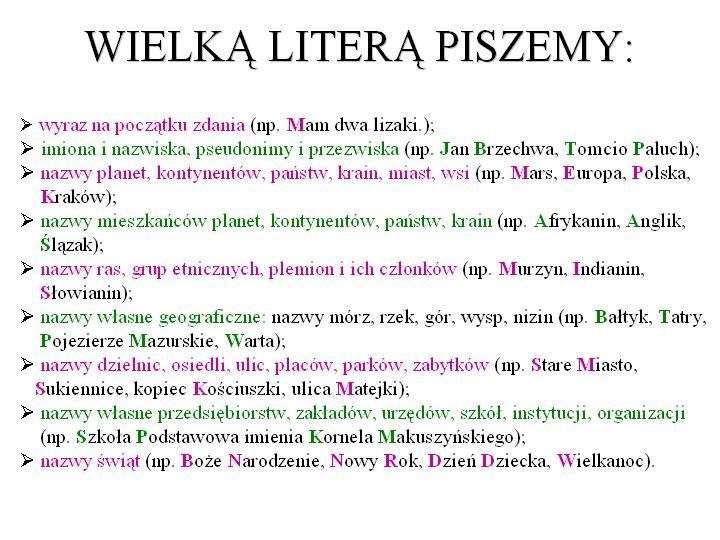 Pisownia Wielka Litera