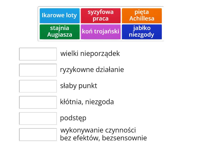 Związki frazeologiczne. Mitologia grecka. - Połącz w pary Związki Frazeologiczne Z Mitologii I Ich Znaczenie