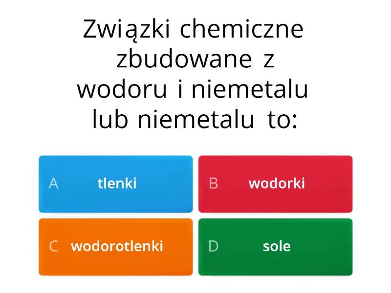 Związki pierwiastków chemicznych z wodorem - Cuestionario Sprawdzian Chemia Związki Węgla Z Wodorem
