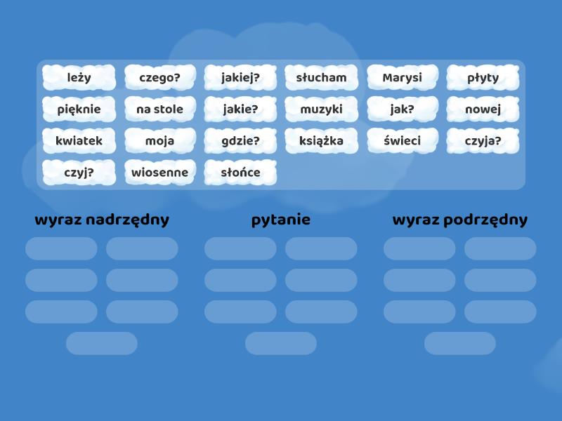 Związki wyrazów w zdaniu - Posortuj Związki Wyrazowe W Zdaniu Przykłady